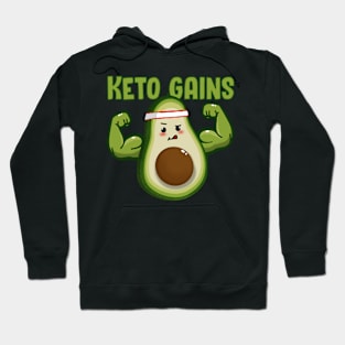 Keto Gains Cute Avocado with Muscles Hoodie